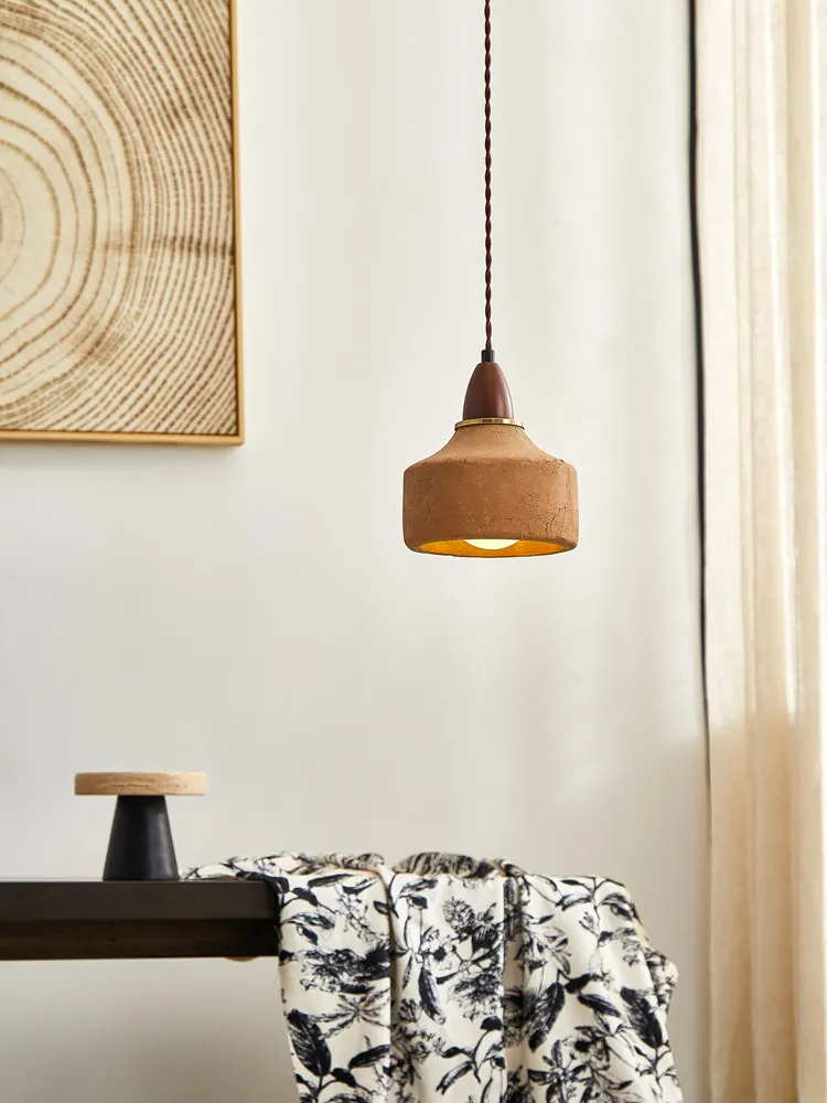 Japanese retro bedroom bedside pendant lamp ceramic lamp Wabi Sabi Vintage Red restaurant pendant light home decor lighting