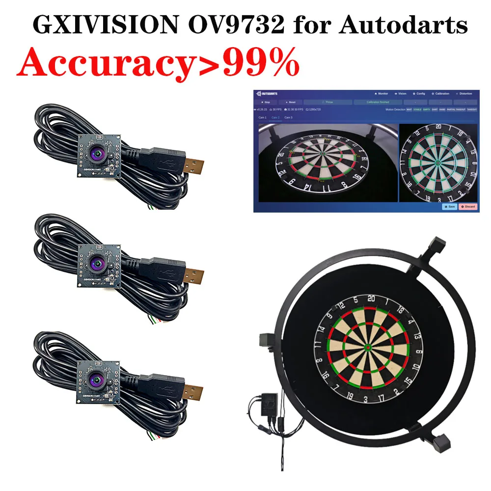 OV9732 100 Degree 2M Cable 1MP USB Camera Module for Autodarts Scoring System Autodart DIY Accuracy Exceeds 99%
