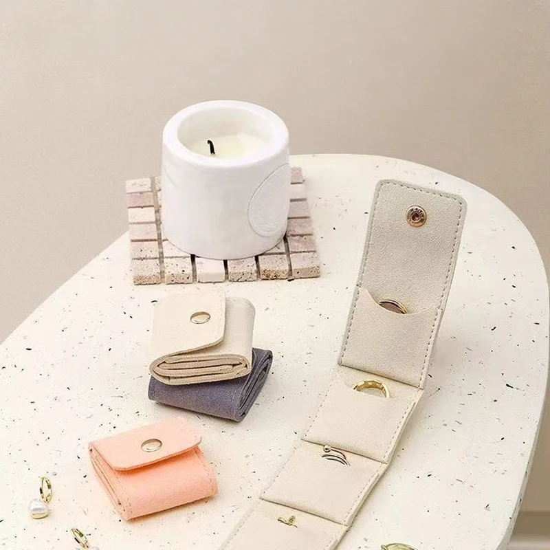 Foldable Jewelry Organizer Pouch With Multi Compartments For Rings Necklaces Earring Mini Travel Jewelry Roll Bag With Buckle