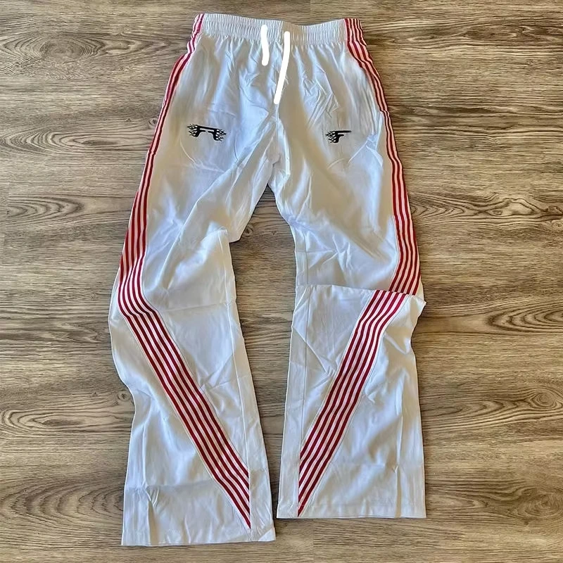 Men Women StraightLeg Long Pants 3D Retro Stripe Detail Print QuickDry Trousers Drawstring Elastic Waist Street Sport Pants