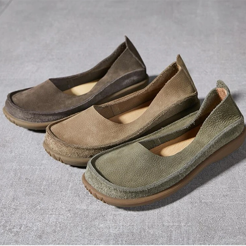 AIYUQI Women's Flat Shoes Retro Genuine Leather Women's Ballet Shoes Non-slip  2026 Spring New Slip-on Ladies Shoes