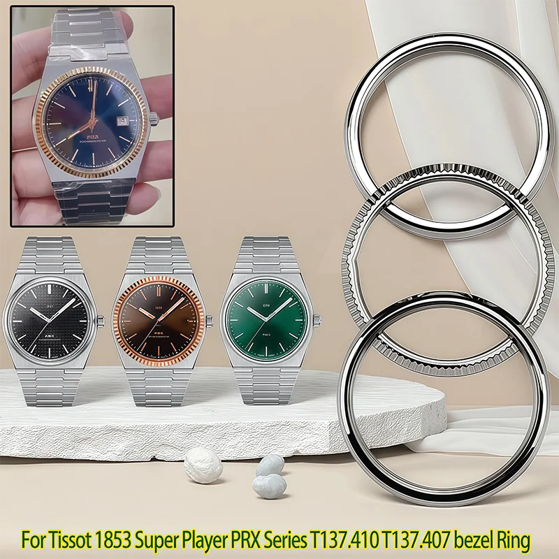 T137407 Modify dog collar bezel Stainless steel For Tissot 1853 Super Player PRX T137.410 T137.407 Ring Watch Metal accessory