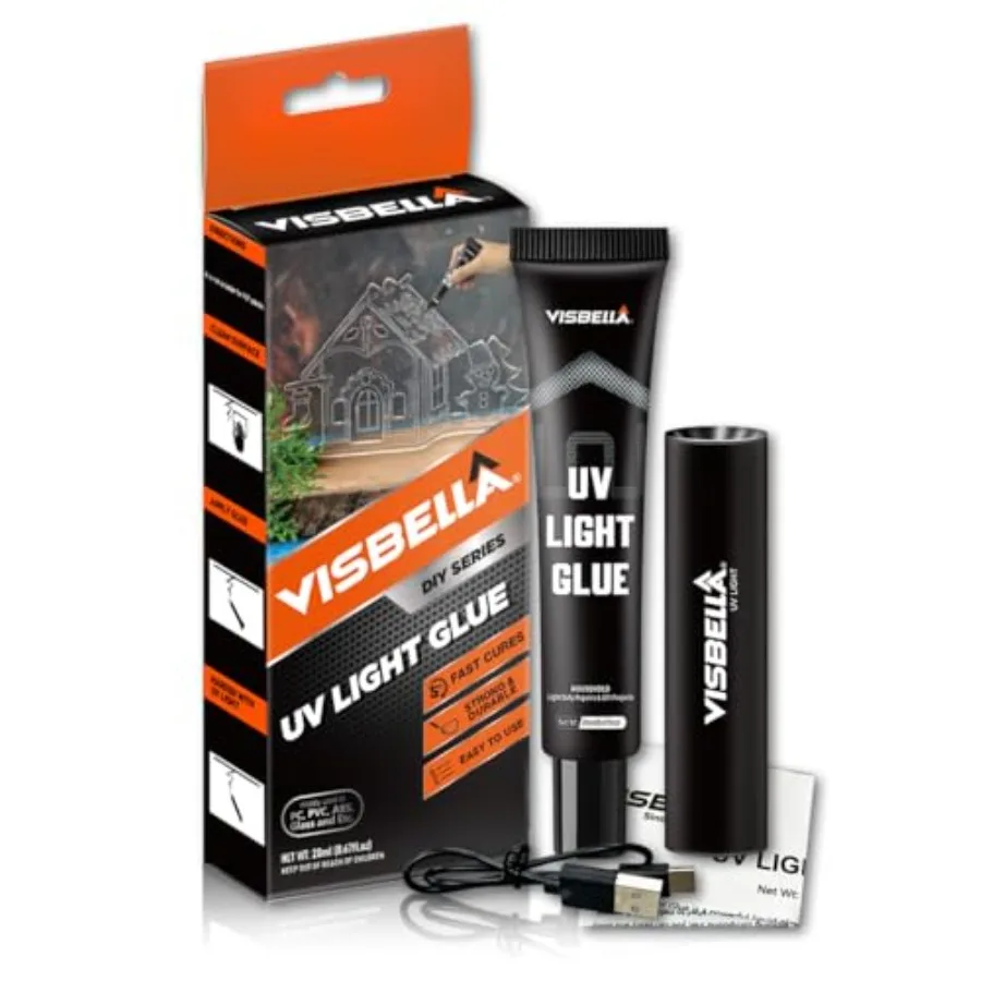 UV Light Glue Resin Kit with Lamp, Liquid Curing Adhesive for Craft Cured in Seconds Fix Fill Seal Bond Repair for Metal, Wood,