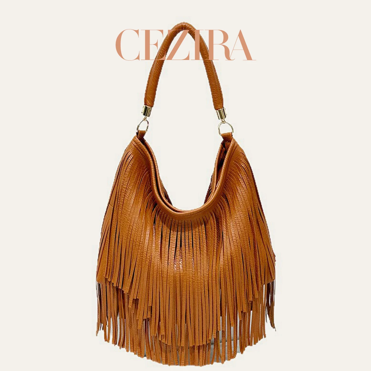 CR Casual PU Vegan Leather Tassel Handbags Women Fashion Bohemia Style Fringe Shoulder Bags Daily Hobo Crossbody Purses Travel