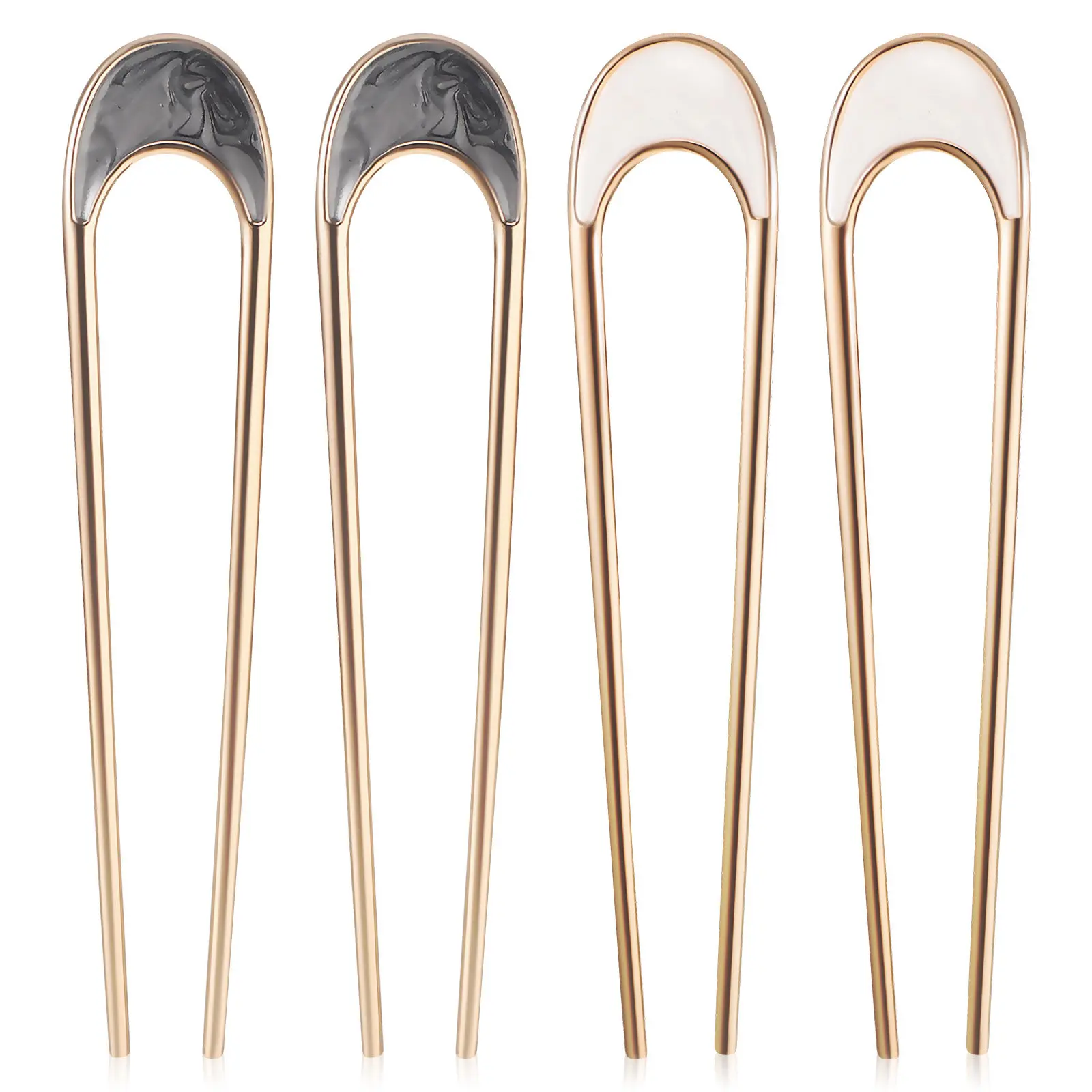 4Pcs French Hairpins U Shape Metal Hair Sticks for Women Bun Clips Hair Styling Accessories Daily Party Wedding