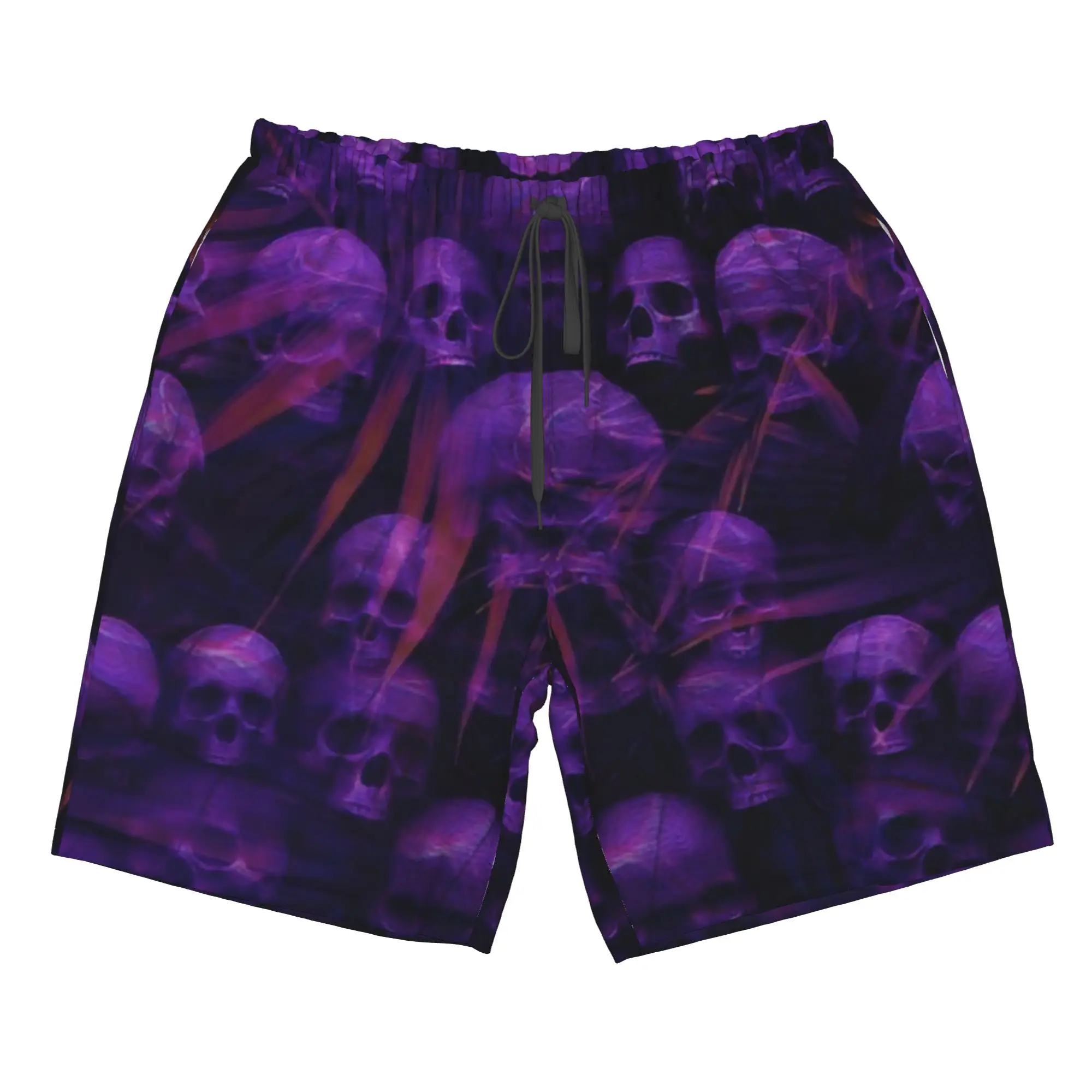 Mysterious Purple Skull in Dark Pattern Trunks Beach Board Shorts Casual Quick Dry Swim Summer Men Pants