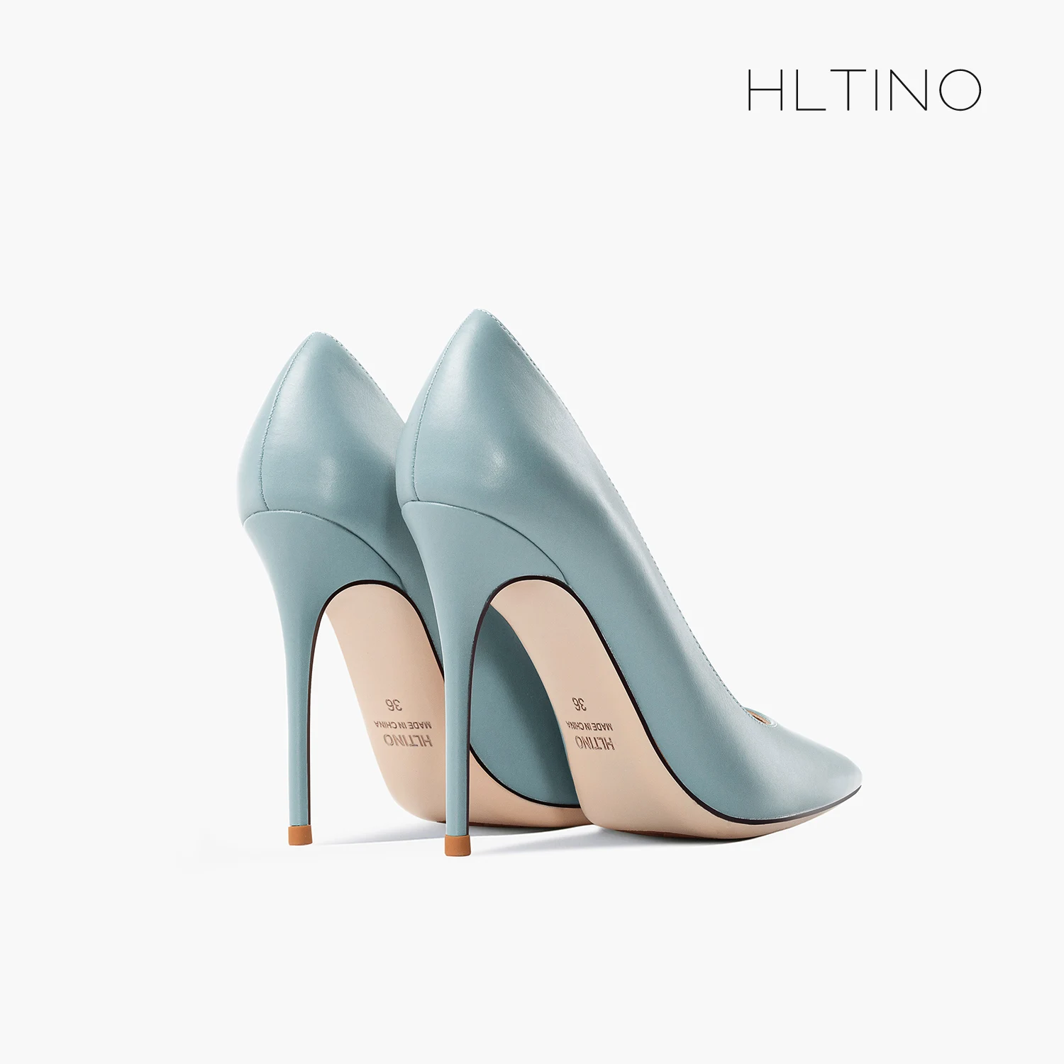 2025 Spring New Pointed toe Women's High Heels Light Blue Soft Leather Stiletto Pumps Luxury Temperament Party Prom Woman Shoes