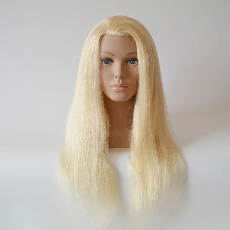100%Real Natural Human Hair Mannequin Head With Shoulder High Grade 24" Hairdressing Head Dummy Dolls Blonde Hair Training Head