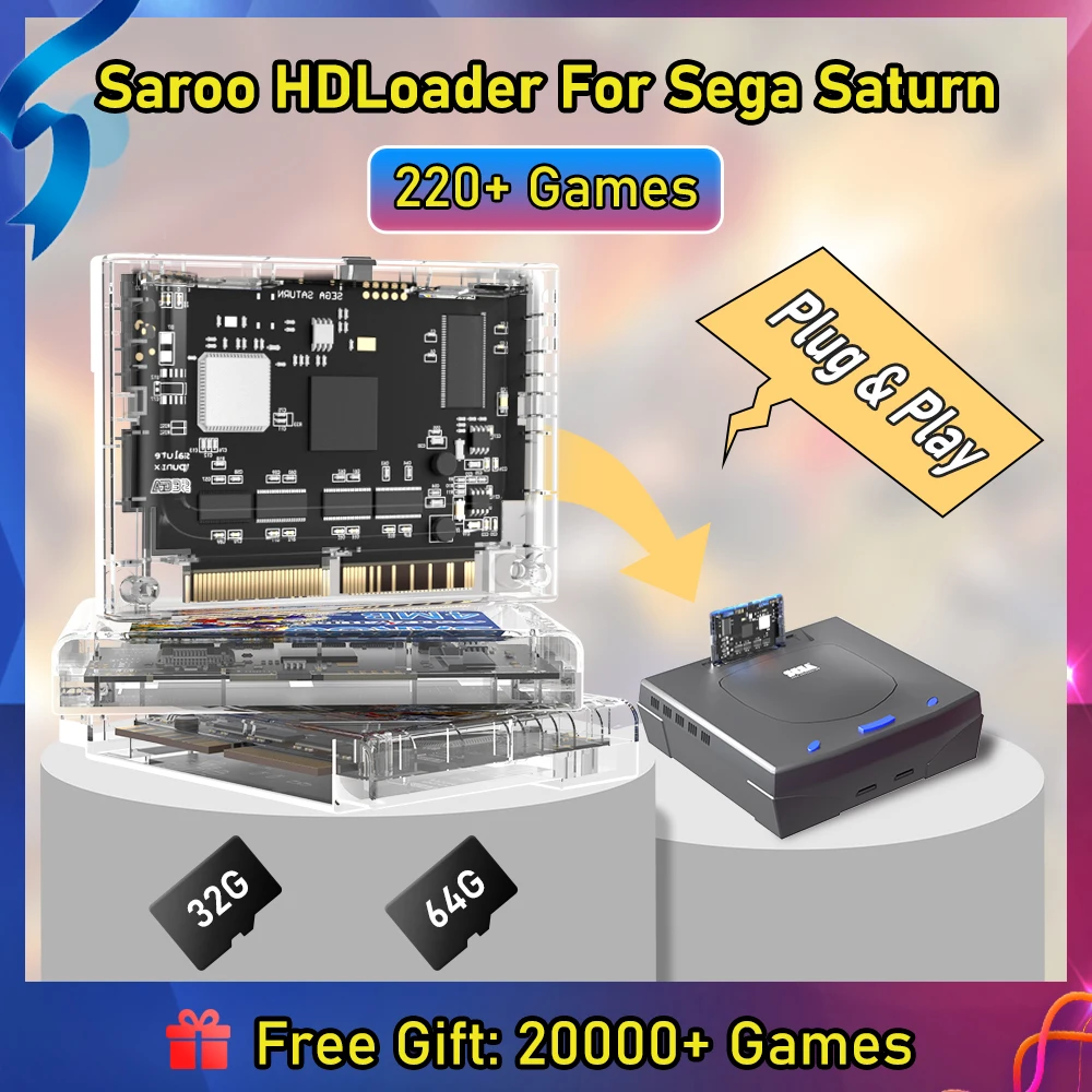 Latest Firmware Saroo HDLoader for Sega Saturn Game Console with 220+ Select Games support SD/TF Card Plug&Play Brand New Chips
