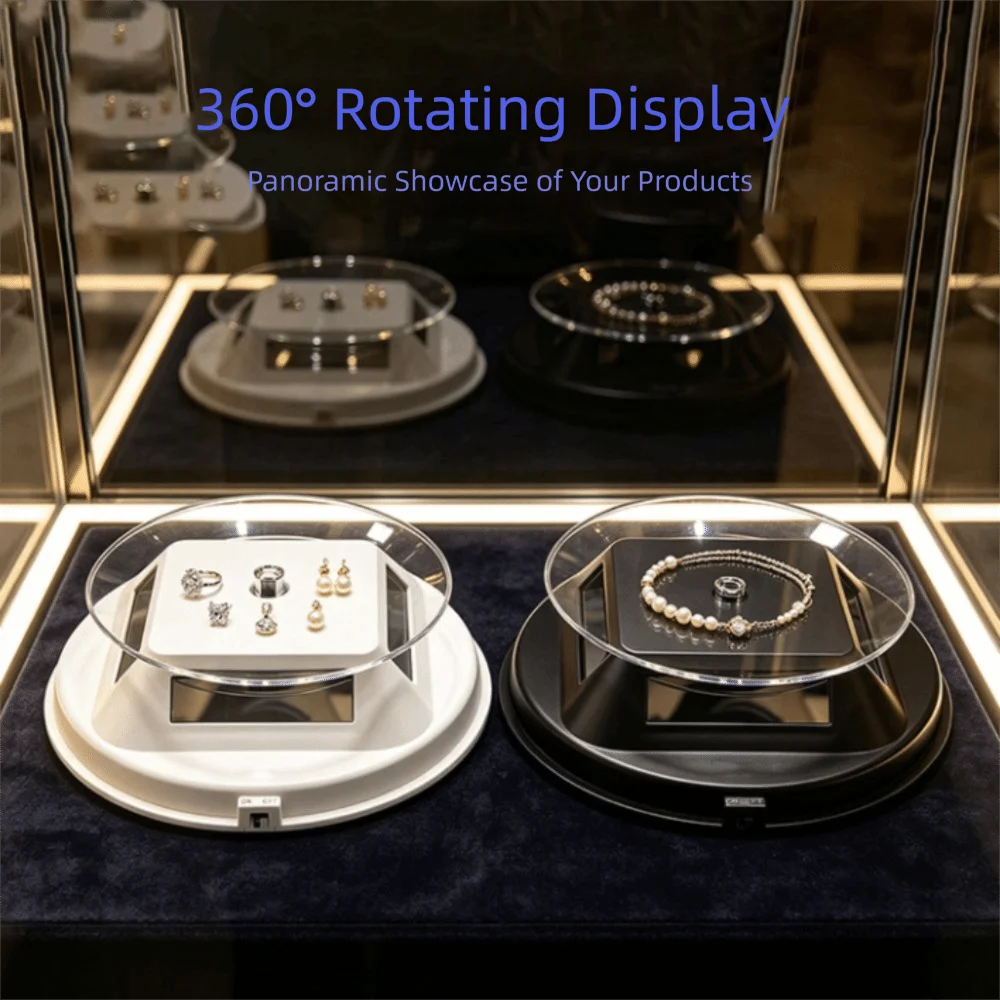 Turntable Designed Solar Jewelry Display Stand Displaying Watches Bracelet Necklace Rotating Table Solar Power Automatic