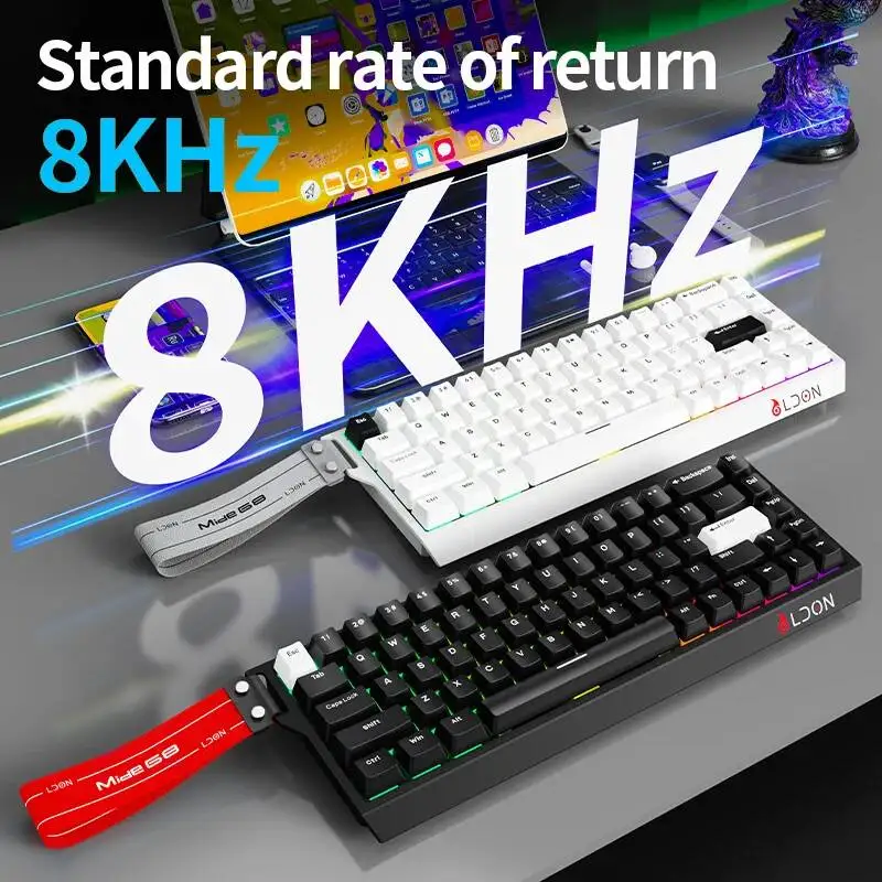 Wired 68Keys Website Macro Programming Keybaord 8000Hz Magnetic Axis Gaming PBT Keycaps Computer Keypad USB RGB For E-Sports PC