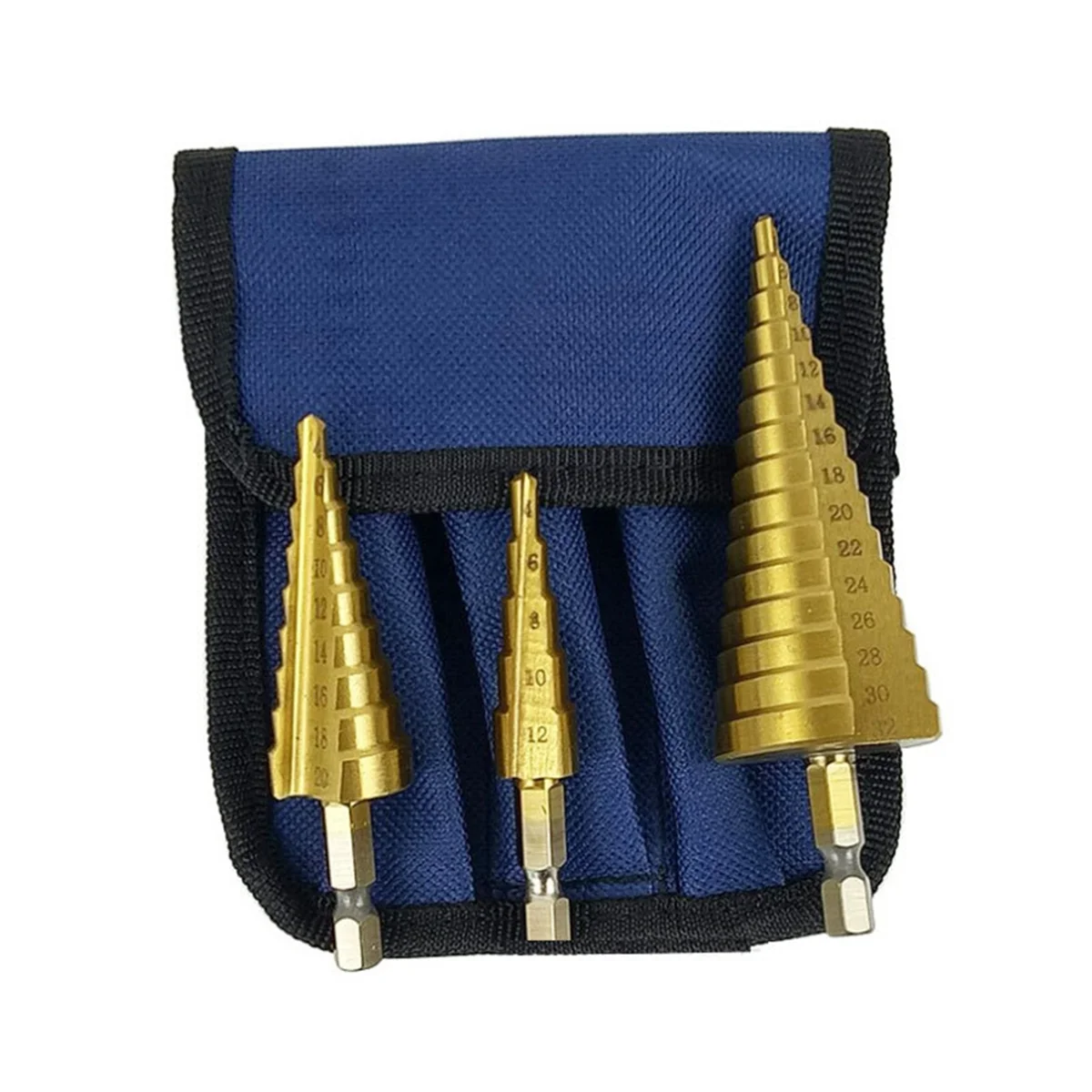 3-Piece Hexagonal Handle Step Drill Big 3Pc Export Pagoda Drill Step Drill Double Bubble Step Drill Reamer.