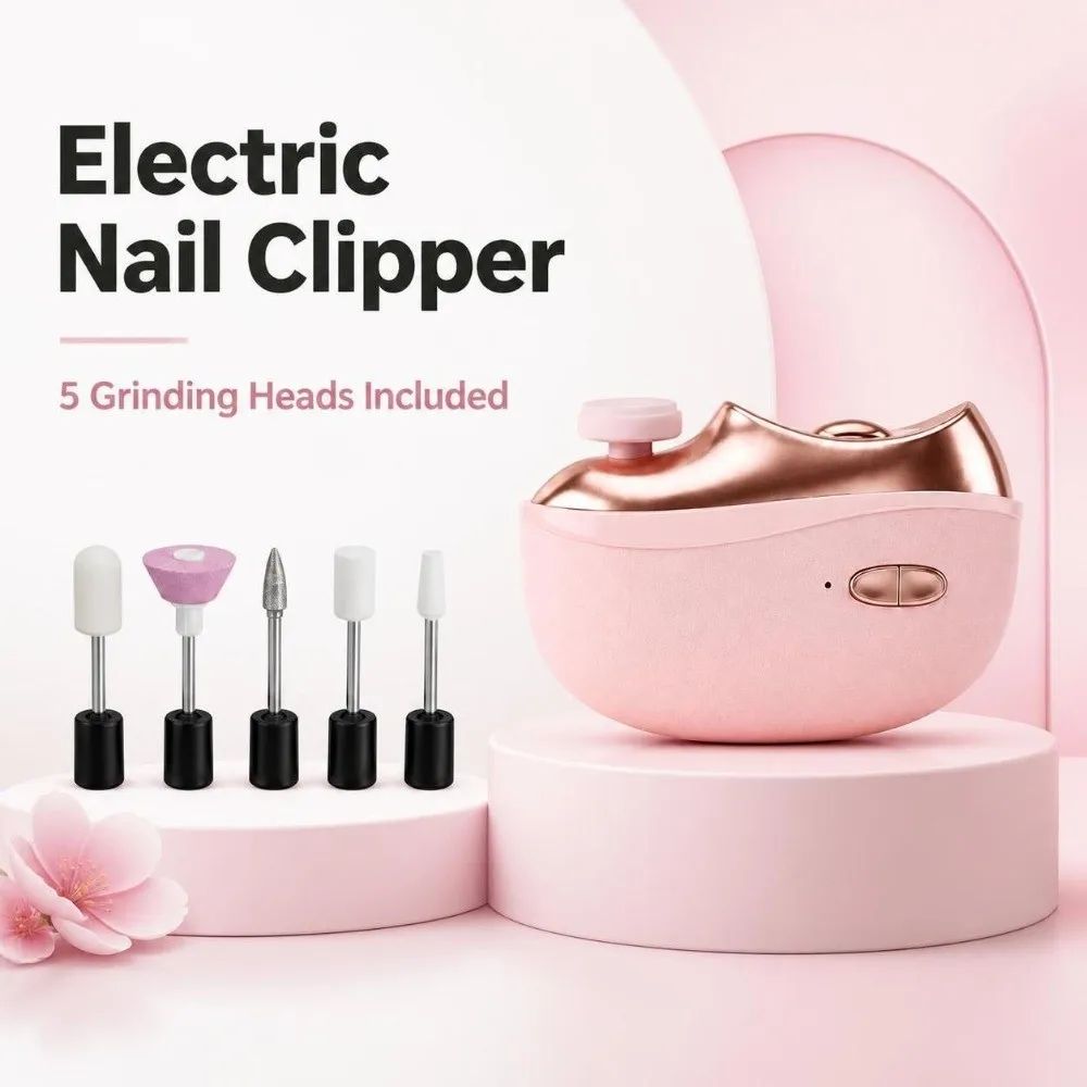 Rechargeable Electric Nail Clipper 5 Grinding Heads 2-in-1 Nail Cutter Portable Anti-Pinch Safety Nail Trimmer Pedicure