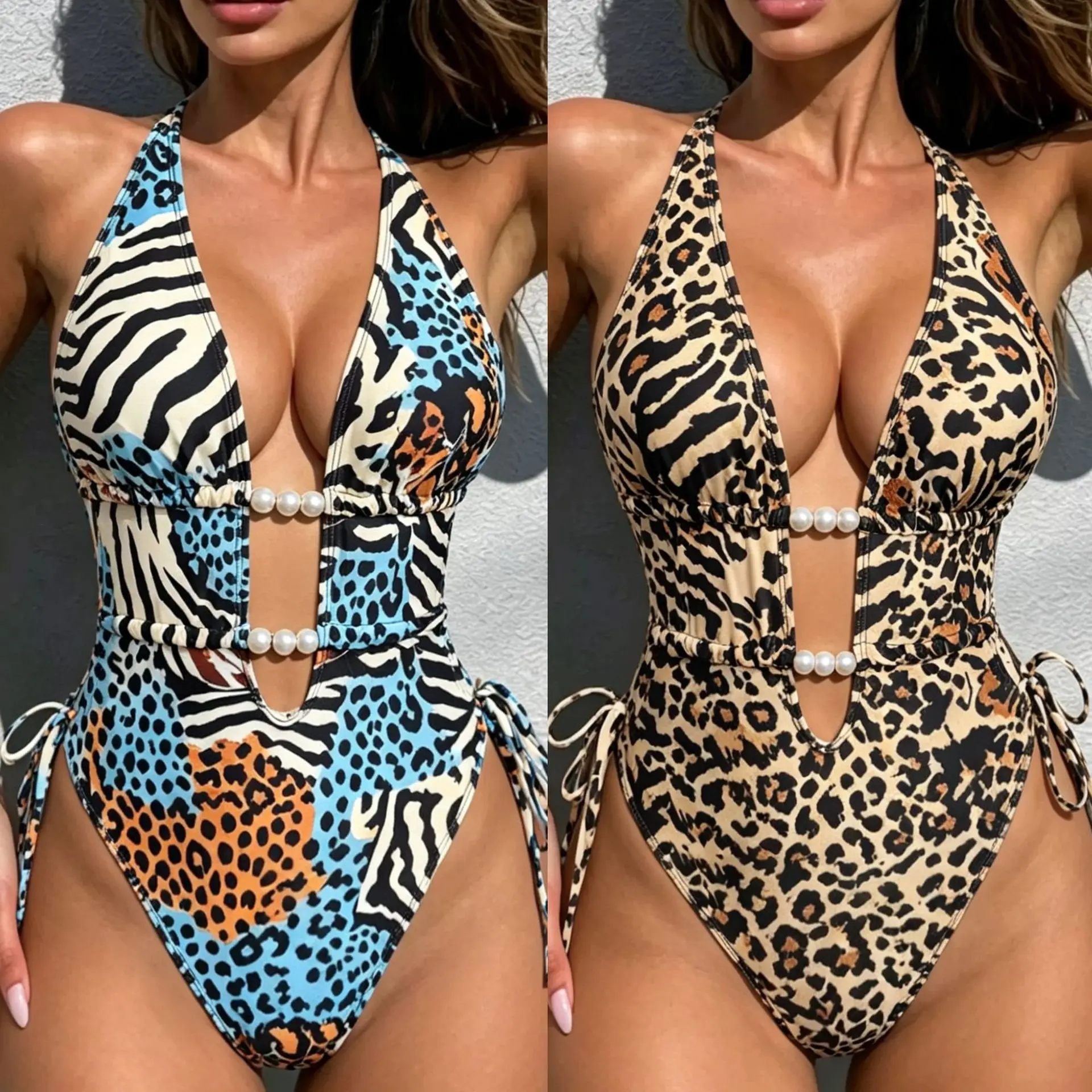 Women One Piece Swimsuit Sexy Bikini Backless Monokini Leopard Swimwear Feminine Bathing Suit Beachwear Bodysuit Dropshipping