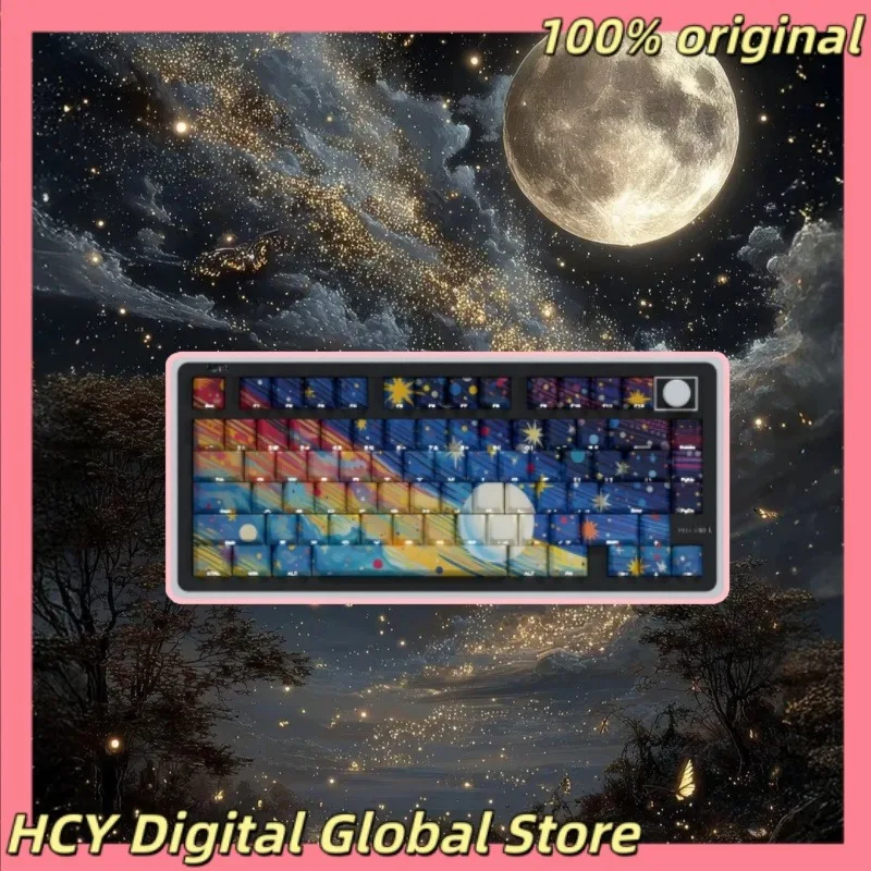 New Starry Sky Oil Painting Theme Anime Keycap Mechanical Keyboard PBT Customized Cute Keycap PC Game Keyboard Accessories Gift
