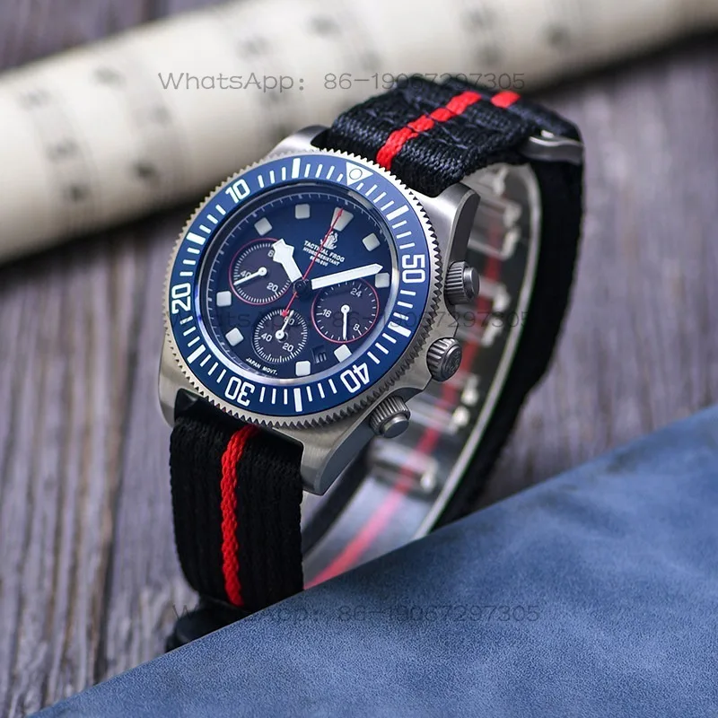 Optical Kinetic Energy Three-eye Panda Chronograph Waterproof Men's Watch