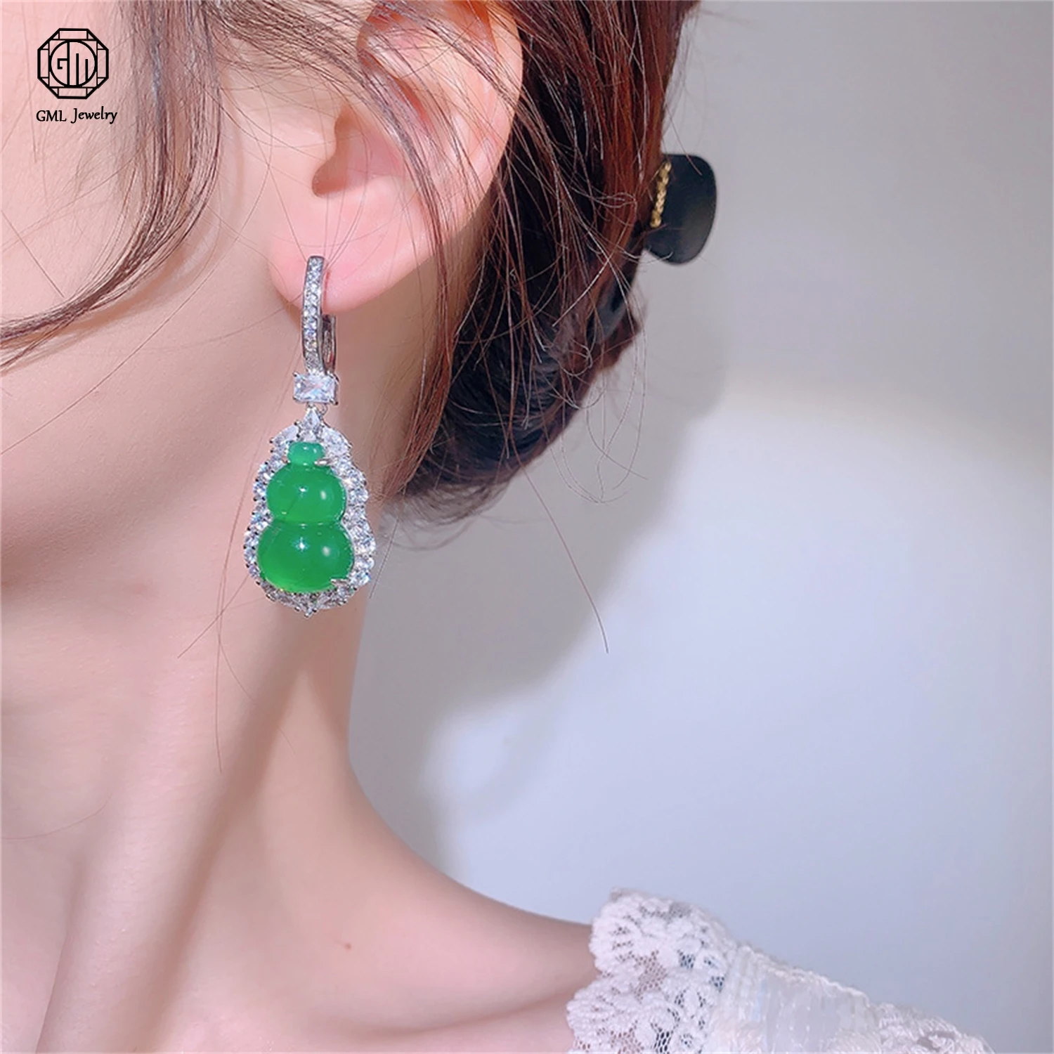 New Chinese Style Imitation Chalcedony Earrings Stud Drop Dangle Elegant Versatile Women Fashion Jewelry Gift
