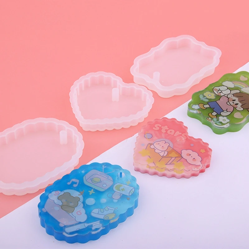Circle Heart Oval Listing Silicone Mold Epoxy Jewelry Mold Resin Casting Pendant Mold Suitable for Diy Crafts Home Decor