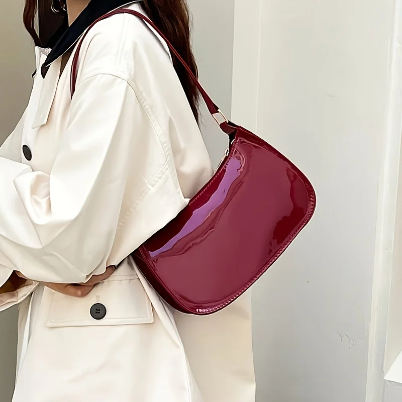 Stylish Solid Color Shoulder Bag, Mini Women'S Underarm Bag, Secure Zipper Wallet, Phone Pouch, Perfect Gift Choice, Fixed Strap