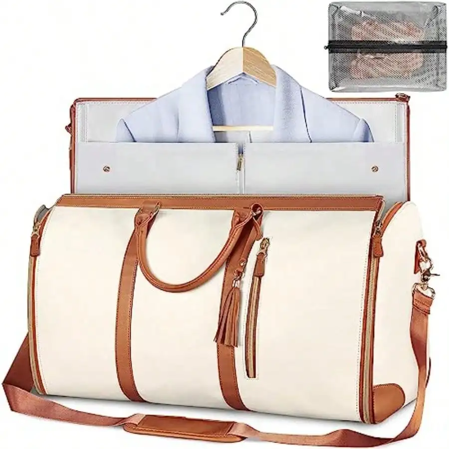 3 IN 1 Hanging Suitcase Suit Bag Travel Bags For Women Men Convertible Carry On Garment Bag Leather Garment Bags For Travel With Shoe Pouch Duffle Bag Garment Bag Gifts