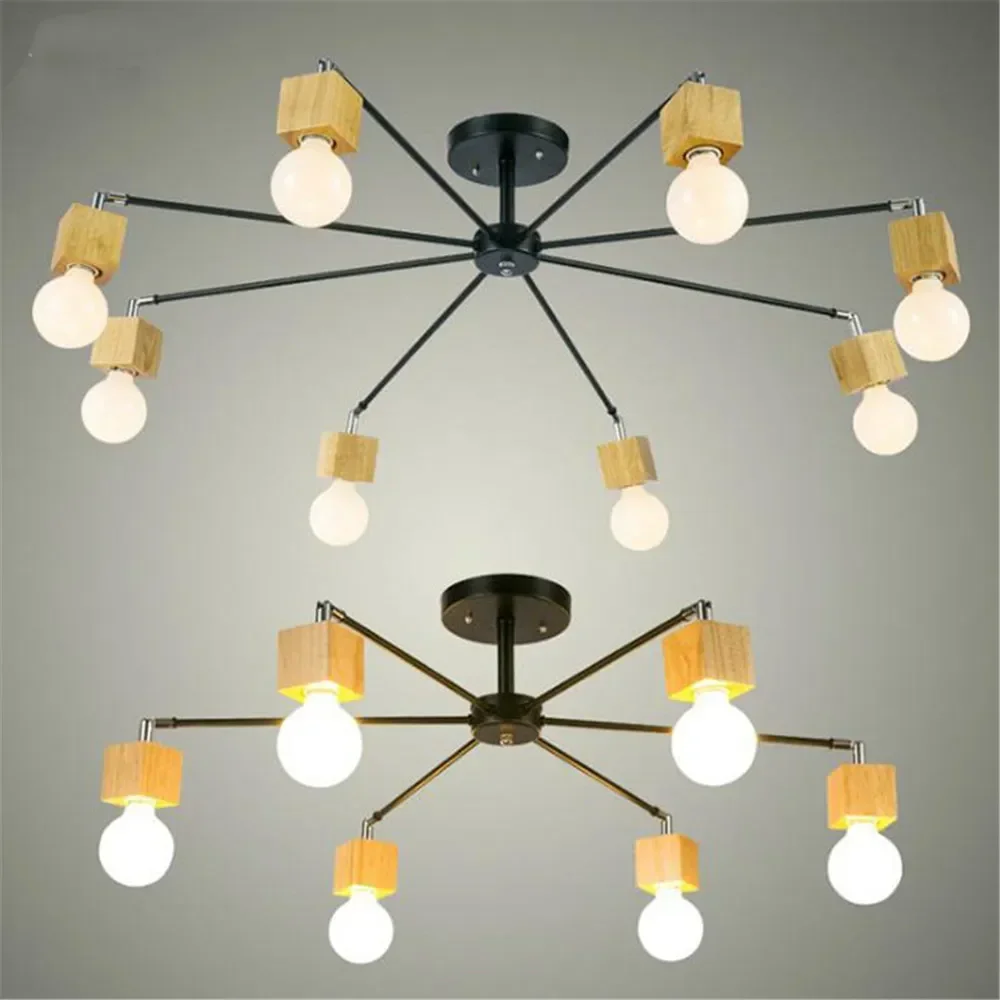 Modern wood LED ceiling chandelier Black White living room bed children's   lustres lamp lustre home lighting