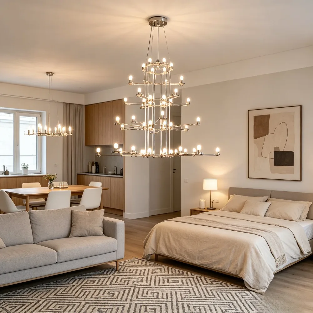 Lighting Double Structure Forms Chandelier Lumiere LED Pendant Light Modern Chandelier Contemporary Light