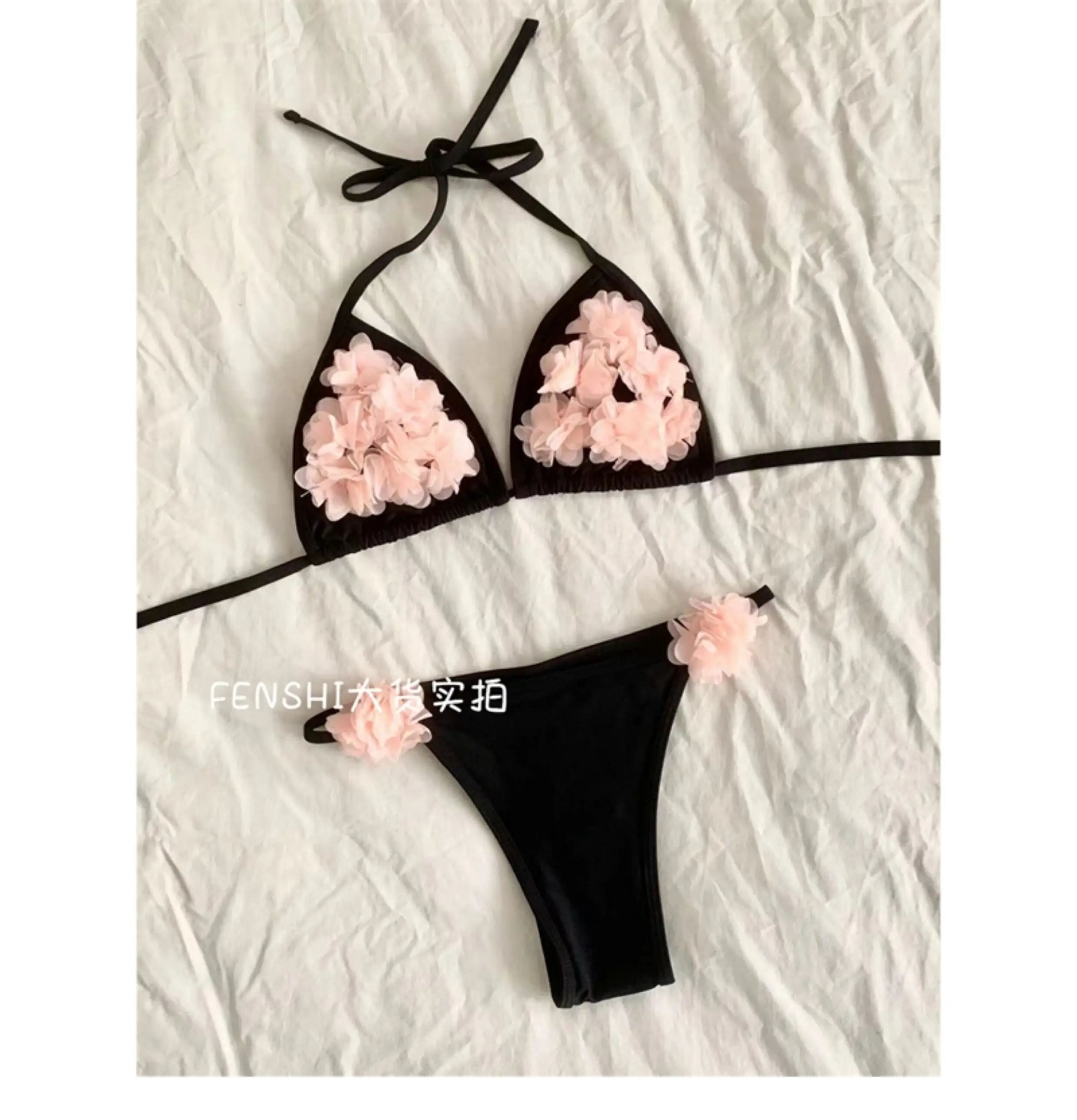 New handmade three-dimensional floral skirt style one-piece swimsuit set for women