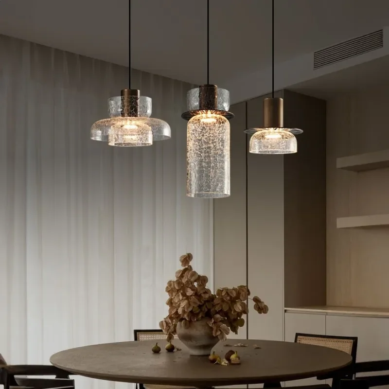 2025 Modern Dining Table Glass Chandelier Lamp Cracked Clear Glass Sconces Indoor Hotel Kicthen Restaurant Ceiling Chandelier Li