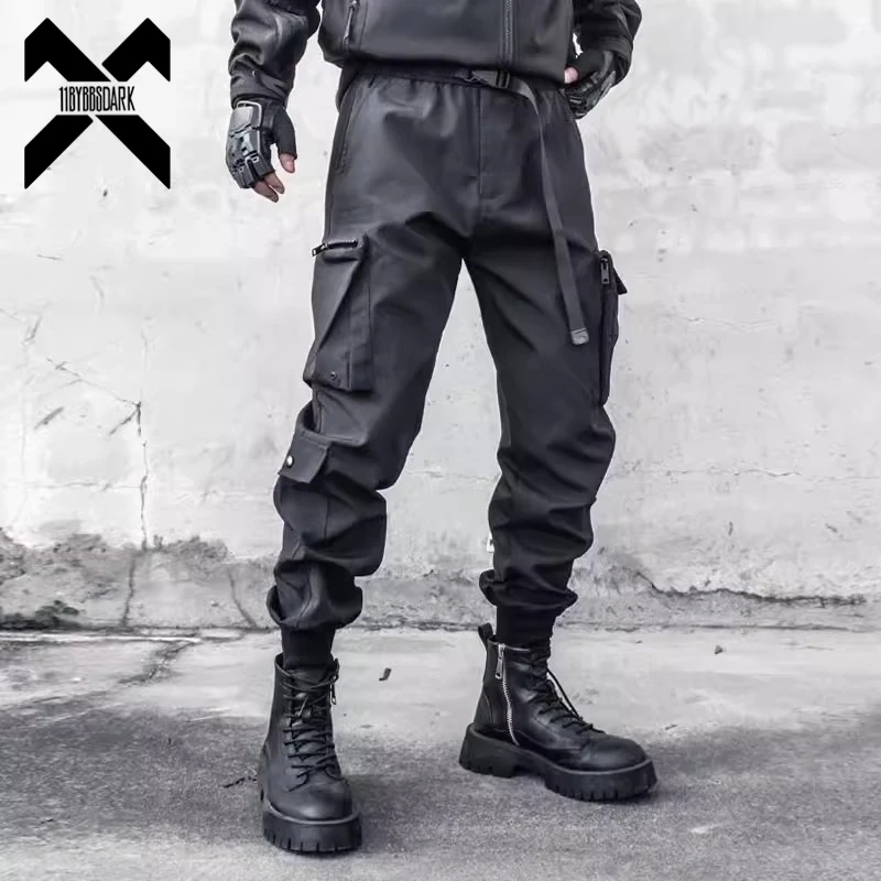 2025 Tactical Pants Men Fashion Multi Pocket Functional Joggers Trousers Elastic Waist Hip Hop Streetwear Cargo Pants Black 