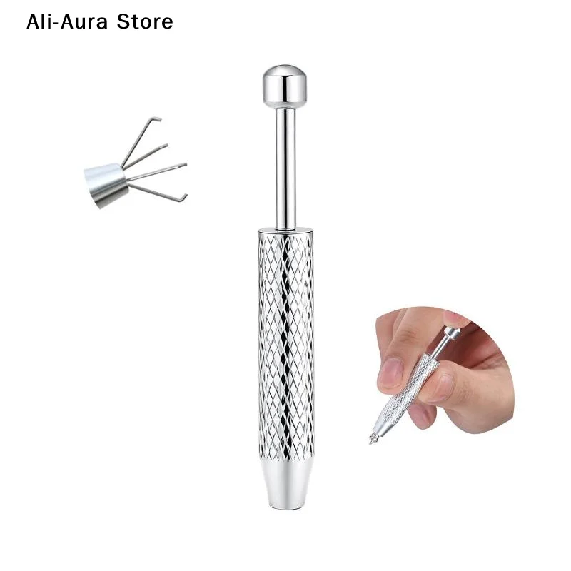 1Pcs Piercing Ball Grabber 4 Jaw Claw Tweezers For Secure Grip On For IC Gems Small Screws Stainless Steel Non Slip Handle