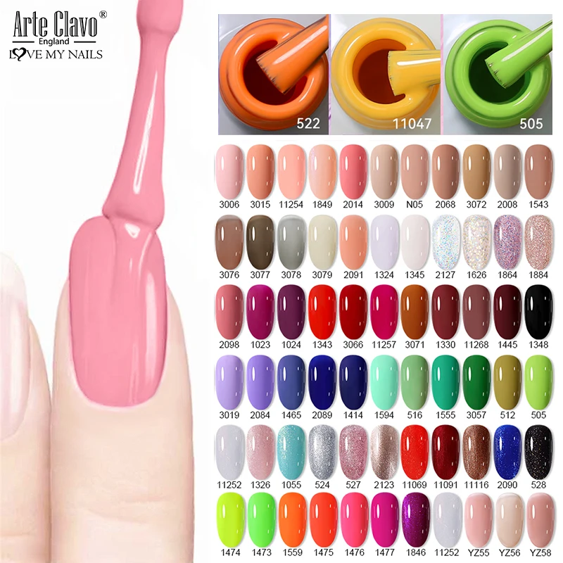 Arte Clavo 15ml HEMA TPO FREE Nail Gel Polish Glitter Gorgeous Full Coverage Soak Off UV LED Nail Jelly Pink Nude Collection