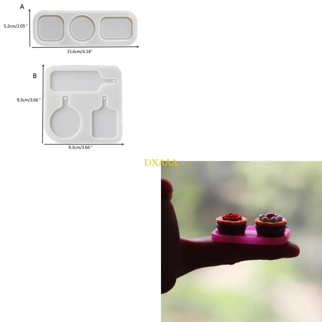DXAA Resin Molds for Pendant Silicone Jewelry Casting Molds Mini Plate Play Tray Keychain Molds with Hangings Hole DIY