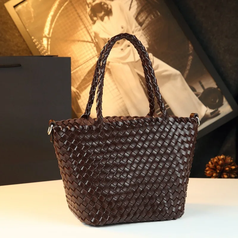 2026 New Handmade Woven Bag, High-End Commuting Tote Bag, Large Capacity Shoulder Underarm Bag, Bucket Bag