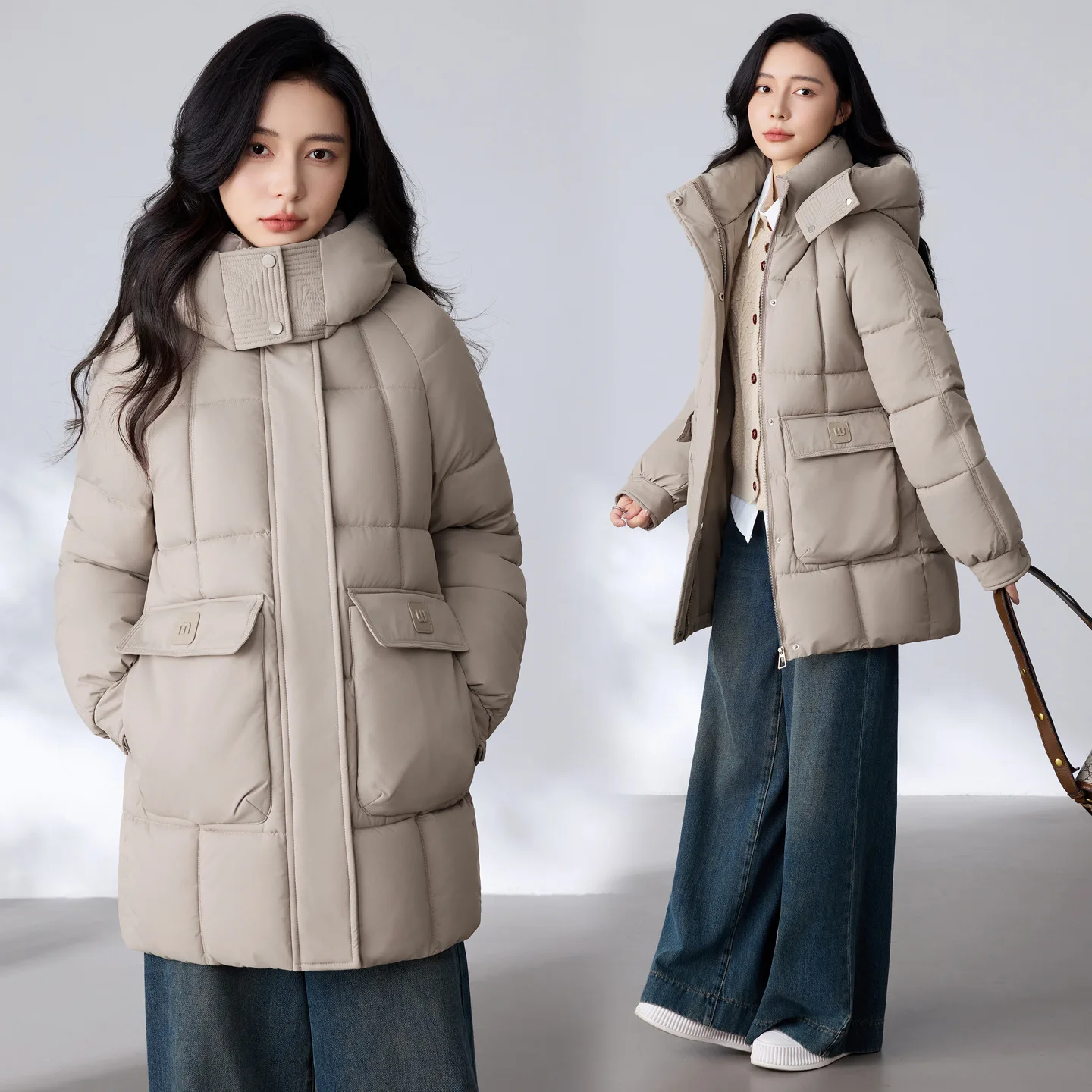Mid Long Hooded Cotton Padded Jacket Women Parkas Winter New Korean Loose Large Size Fashion Thicke Cotton Clothes Female Parkas