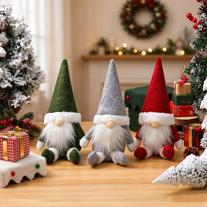 Nordic Style Faceless Old Doll Christmas Decorative Figurine - Unique Window Display Item for Holiday Home Decor