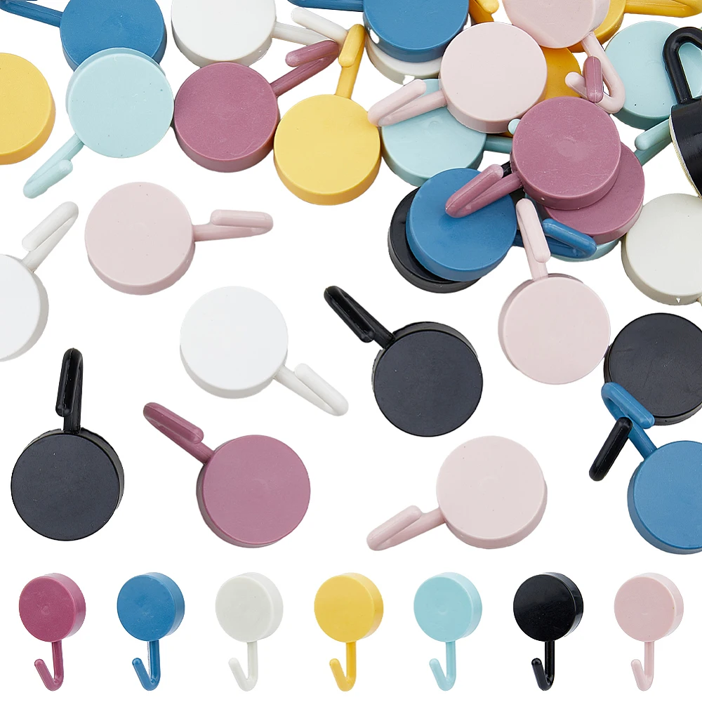 28Pcs Self-Adhesive Hook Hangers Utility Key Hooks Plastic Hook Hangers Stick on Door Hooks Wall Mounted Hanging Hooks