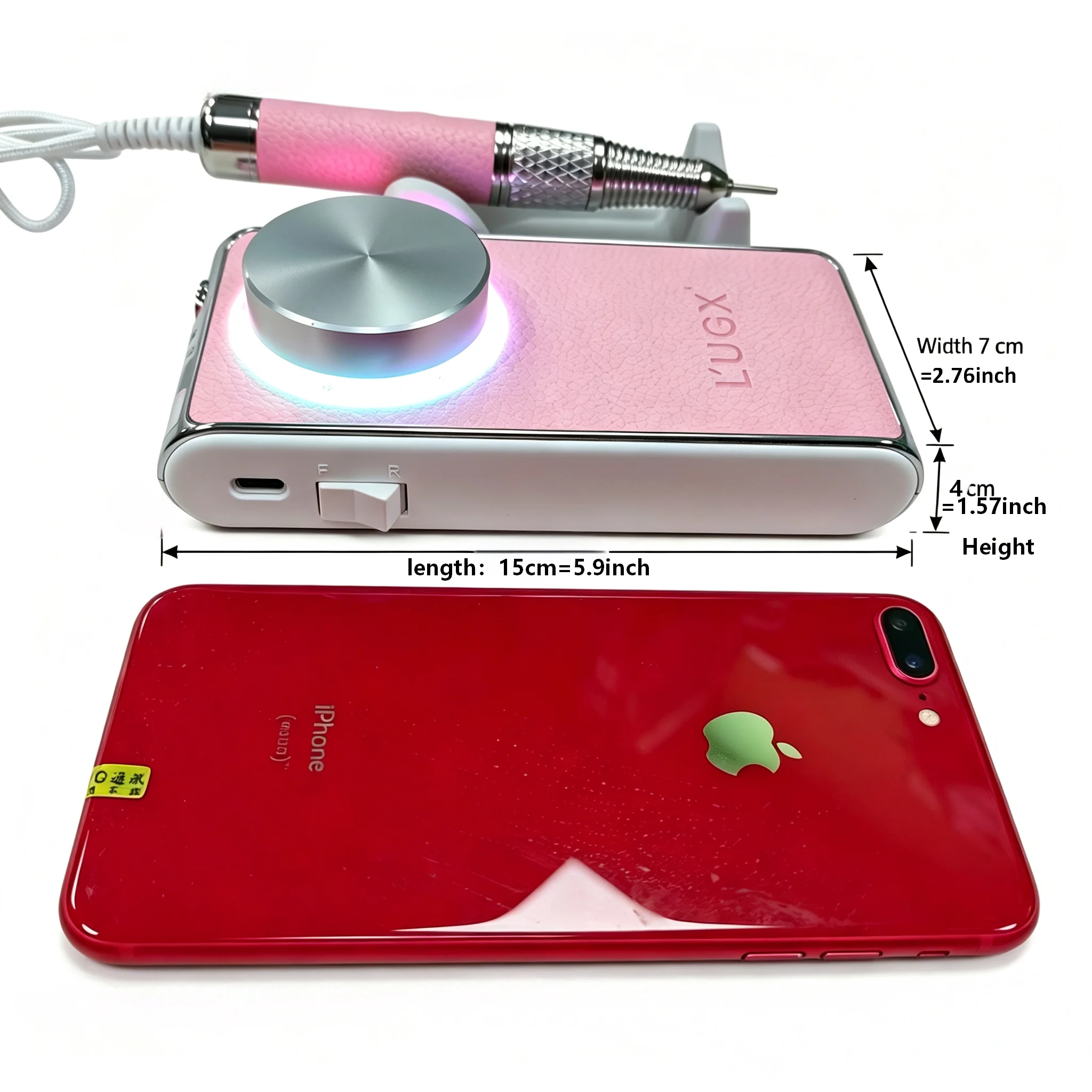 Rechargeable 24W Cordless Nail Drill  Pink Color Leather Surface Nail Polish Machine Portable Professional Low Noise  Low Vibrat
