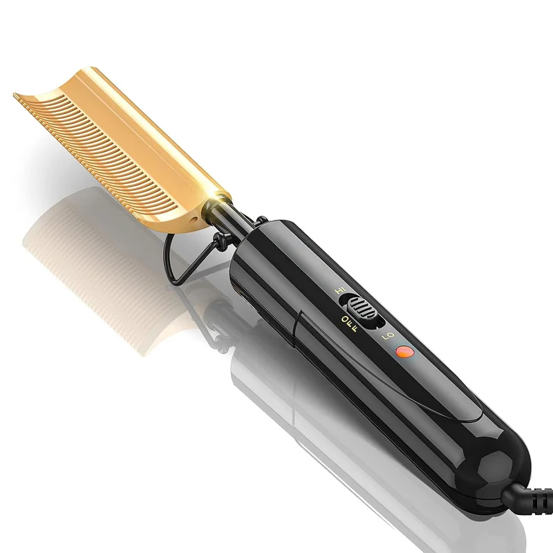 Curved ceramic straightener and hot comb,450 Fahrenheit(about 232.2 Celsius Degree)Dual voltage, suitable for natural black hair