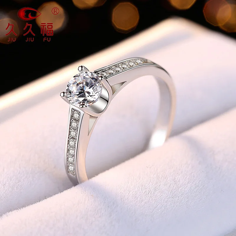 Fashion Four-Claw Bull Head Row Inlay Ring for Women, PT950 Platinum Plus 0.5 Carat Moissanite,upgrade daily fashion collocation