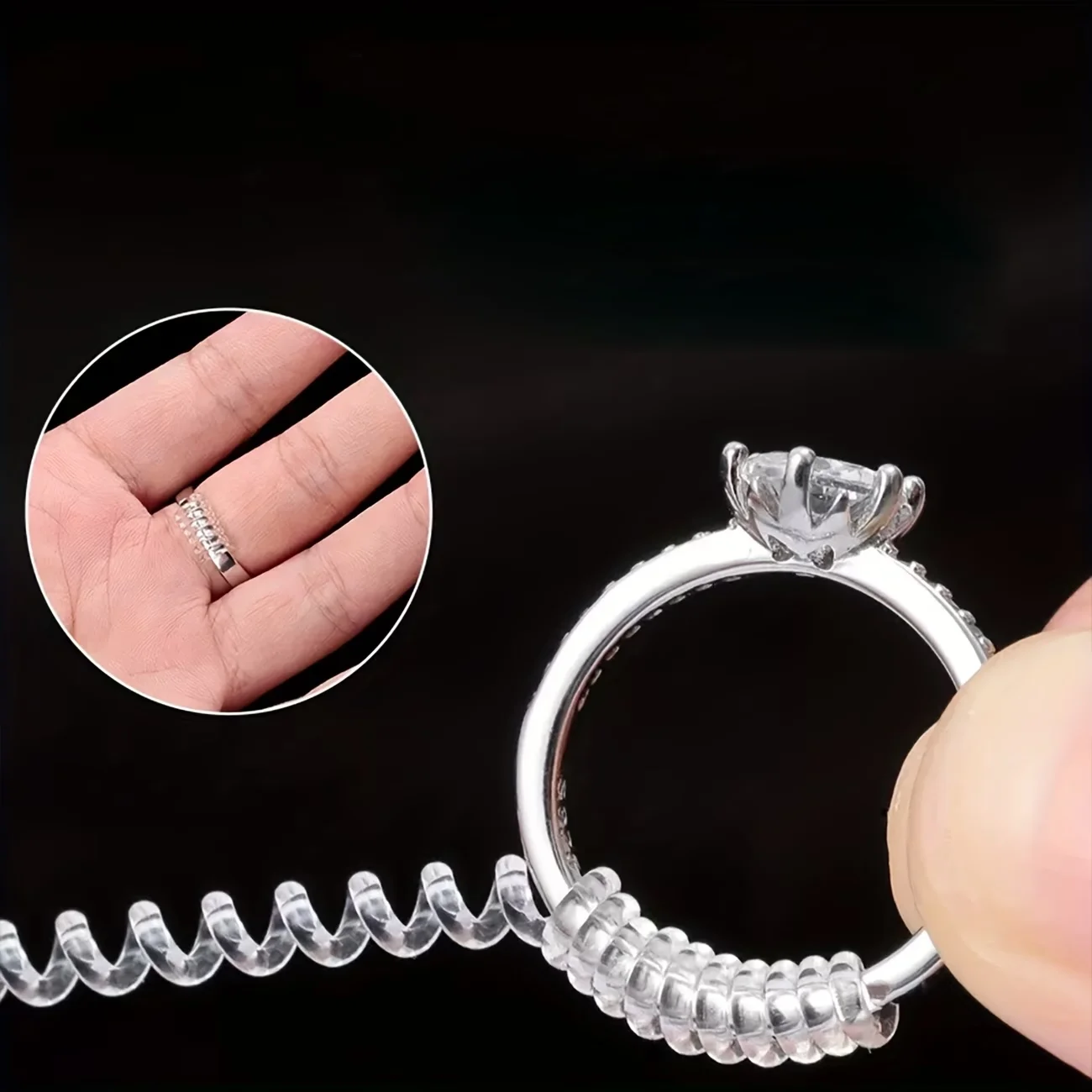 8Pcs Multi-purpose Silicone Ring Sizers, 4 Sizes, Gold & Clear, Invisible Spiral Elastic Adjusters, Portable, for Loose Rings