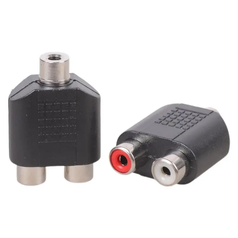 652F Brand New 3.5mm Female To 2RCA Female Red And White Dual-Channel Adapter