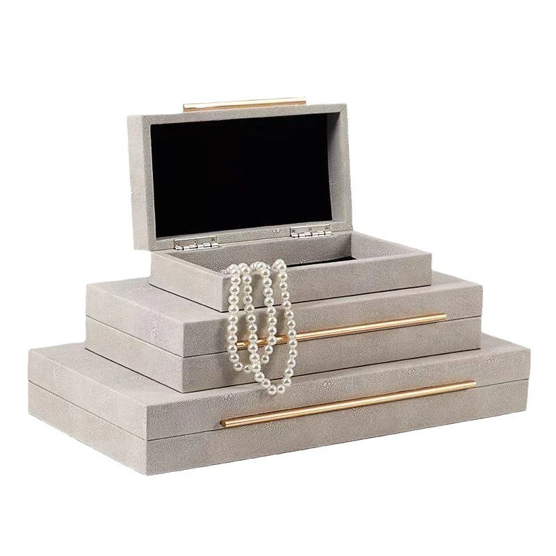 Leather Jewelry Box Large Jewelry Case Necklace Earring Organizer Bedroom Storage Boxes Showcase Bracelet Display Container Gift