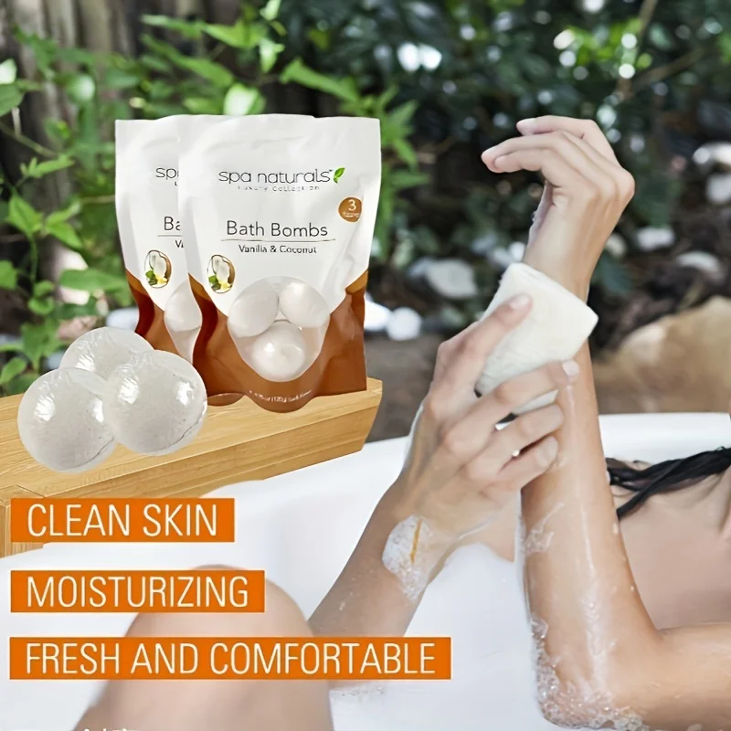 2Pack Coconut Scented Bath Salt Balls, Bubble Bath Tablets, Multiple Uses at Home, Spa-Grade Experience