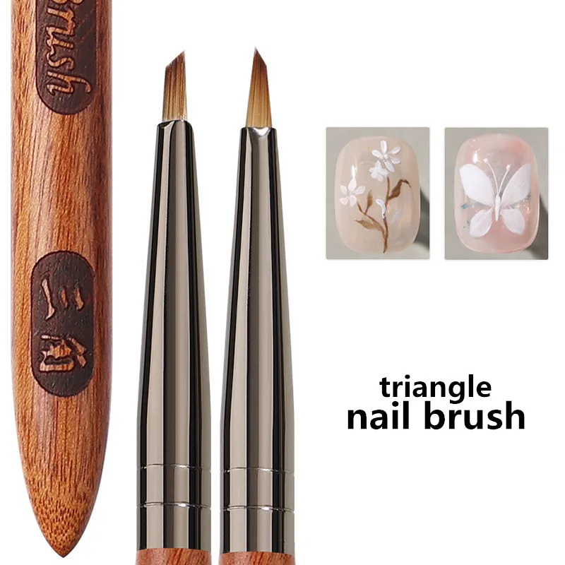 12Style Triangular Petal Nail Brush Acrylic Nail Art Liner Brush Stripes Grid Flower Painting Drawing PenManicure Tools