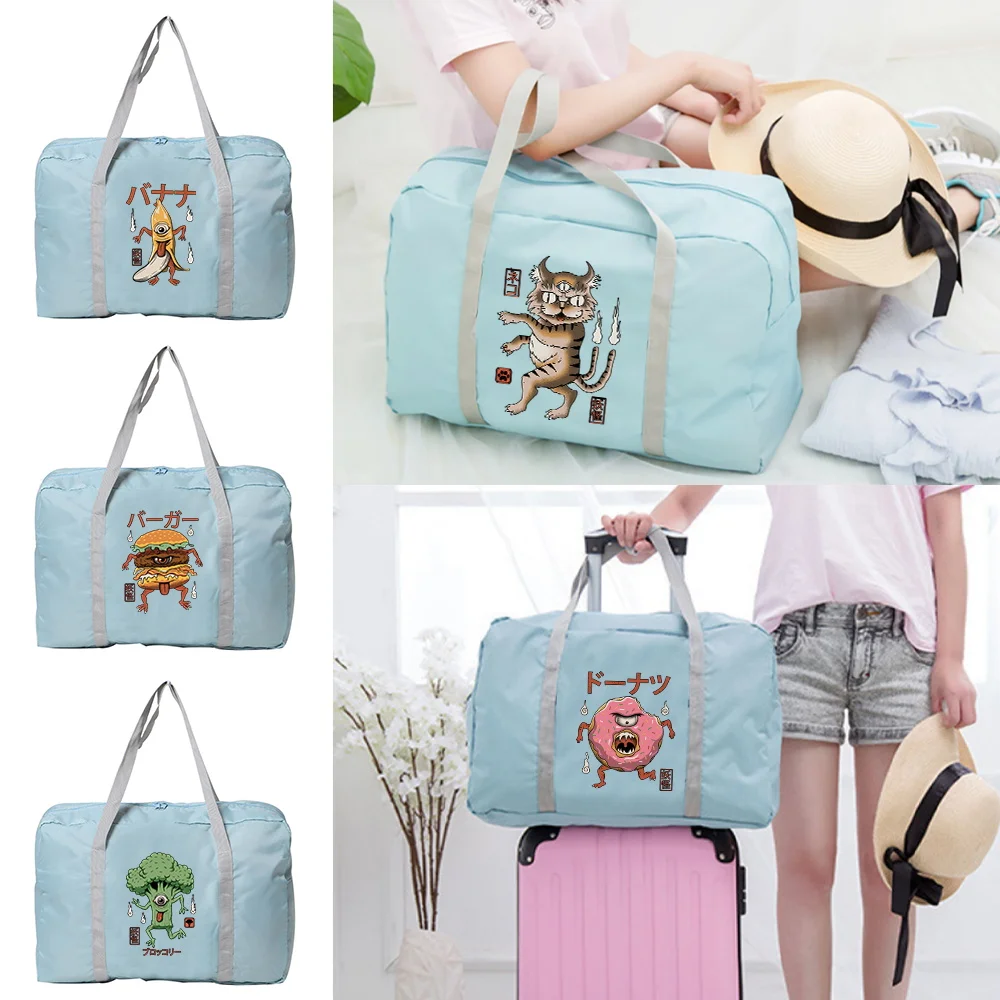 Cute Monster Travel Bag Nylon Foldable WaterProof Unisex Large Capacity Packs Travel Weekend Organizer Handbags Clothes Storage