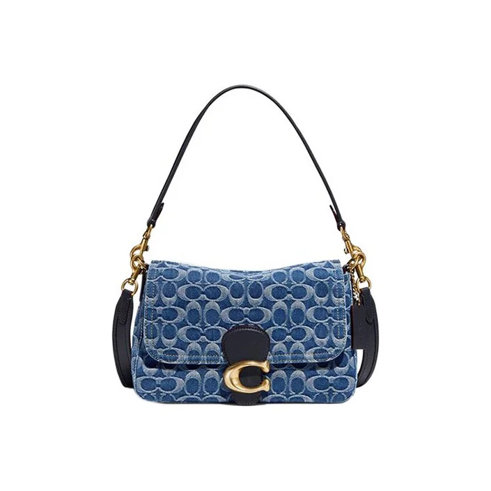 COACH Tabby Fabric Shoulder Bag Medium Women's Denim Blue CA105-B4UDF