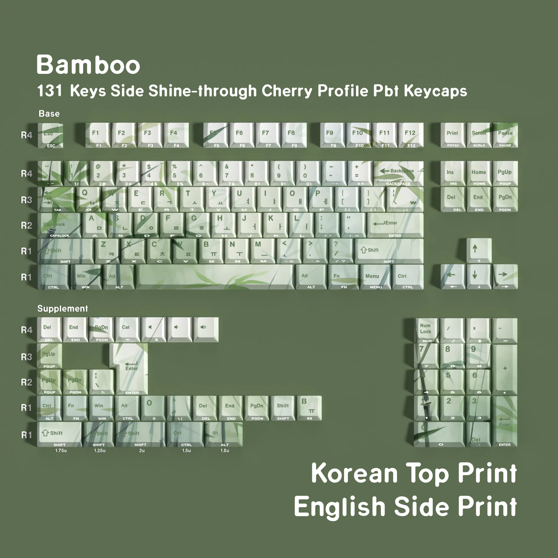 Bamboo Mechanical Keyboard Keycaps Spanish French German Korean Japanese Russian Arabic Cherry Profile PBT Side Printed Keycap