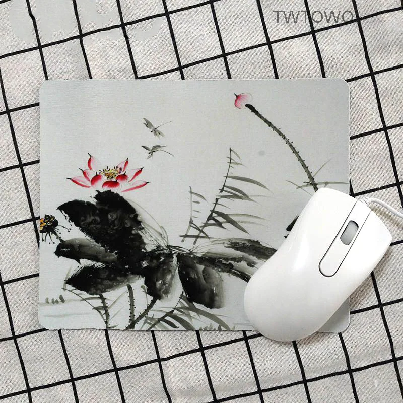 Mouse Pad Small size Hot Sell New Computer Desk Mat Gamer Cartoon Natural Rubber Chinese Lotus Carpet Home Mouse Mat