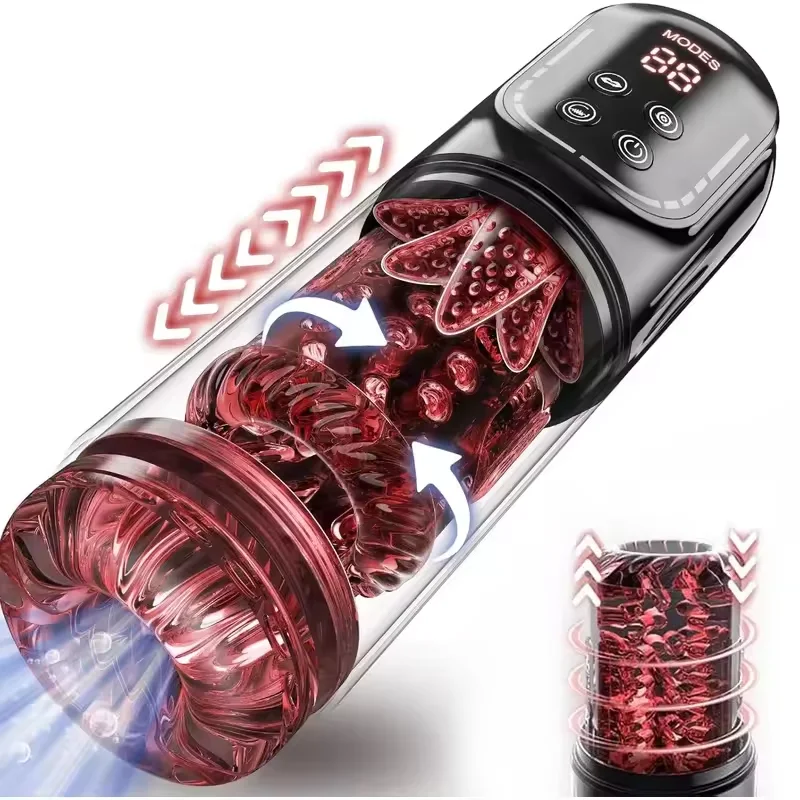 Male Masturbator Penis Pump for Men Automatic 7 Thrusting Rotation Vibrating Sucking Licking LCD Vacuum Water SPA Adult Sex Toys