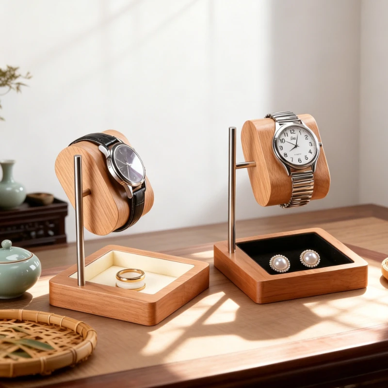 Solid Wood Watch Display Stand Desktop Wristwatch Storage Rack Multi Slots Watch Holder Organizer for Home Counter Shop Showcase